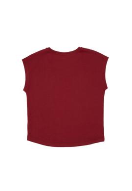 Kız Çocuk Vişne Bisiklet Yaka Pamuk Düz Tişört - 50306189040