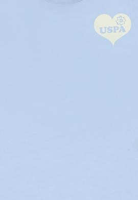 Kız Çocuk Açık Mavi Bisiklet Yaka Pamuk Düz Tişört - 50306189031