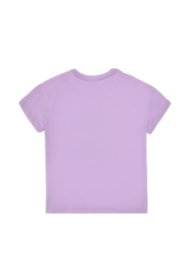 Kız Çocuk Lila Comfort Bisiklet Yaka Çiçek Baskılı Pamuk Tişört - 50306203008