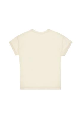 Kız Çocuk Krem Comfort Bisiklet Yaka Renkli Çizgi Baskılı Pamuk Tişört - 50306194010