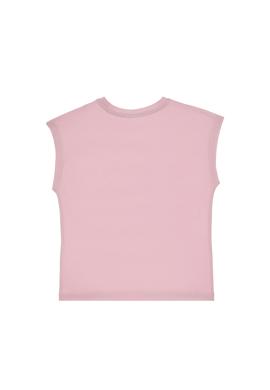 Kız Çocuk Açık Pembe Bisiklet Yaka Baskılı Pamuk Tişört - 50306190018