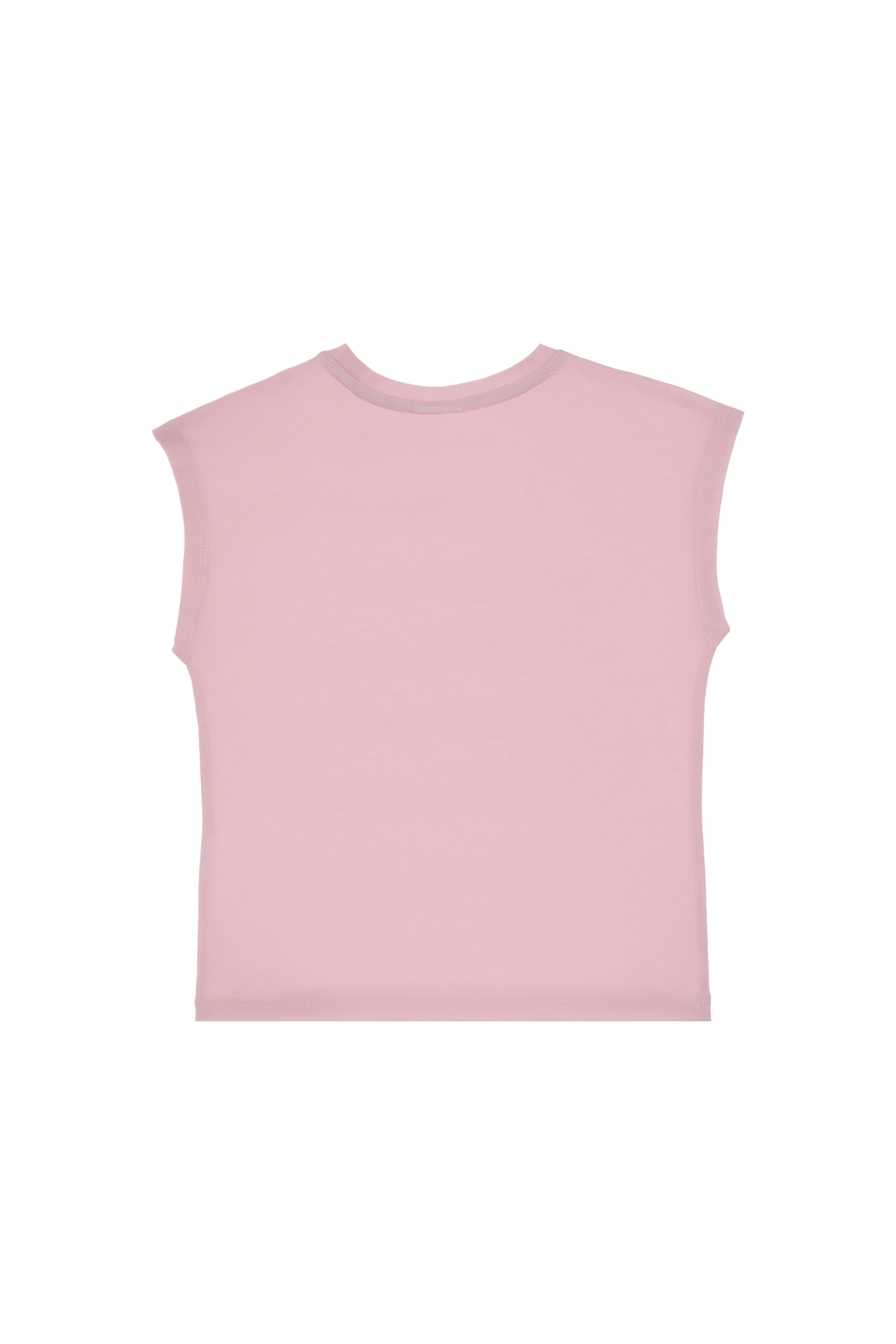 Kız Çocuk Açık Pembe Bisiklet Yaka Baskılı Pamuk Tişört - Image 5