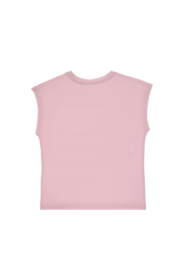 Kız Çocuk Açık Pembe Bisiklet Yaka Baskılı Pamuk Tişört - 50306190018