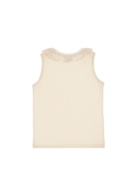 Kız Çocuk Krem Bisiklet Yaka Fırfır Detaylı Kolsuz Tişört - 50306242051