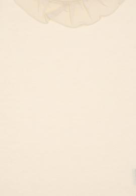 Kız Çocuk Krem Bisiklet Yaka Fırfır Detaylı Kolsuz Tişört - 50306242051