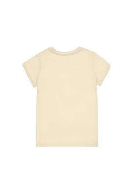 Kız Çocuk Krem Bisiklet Yaka Renkli Çizgi Baskılı Pamuk Tişört - 50306253012