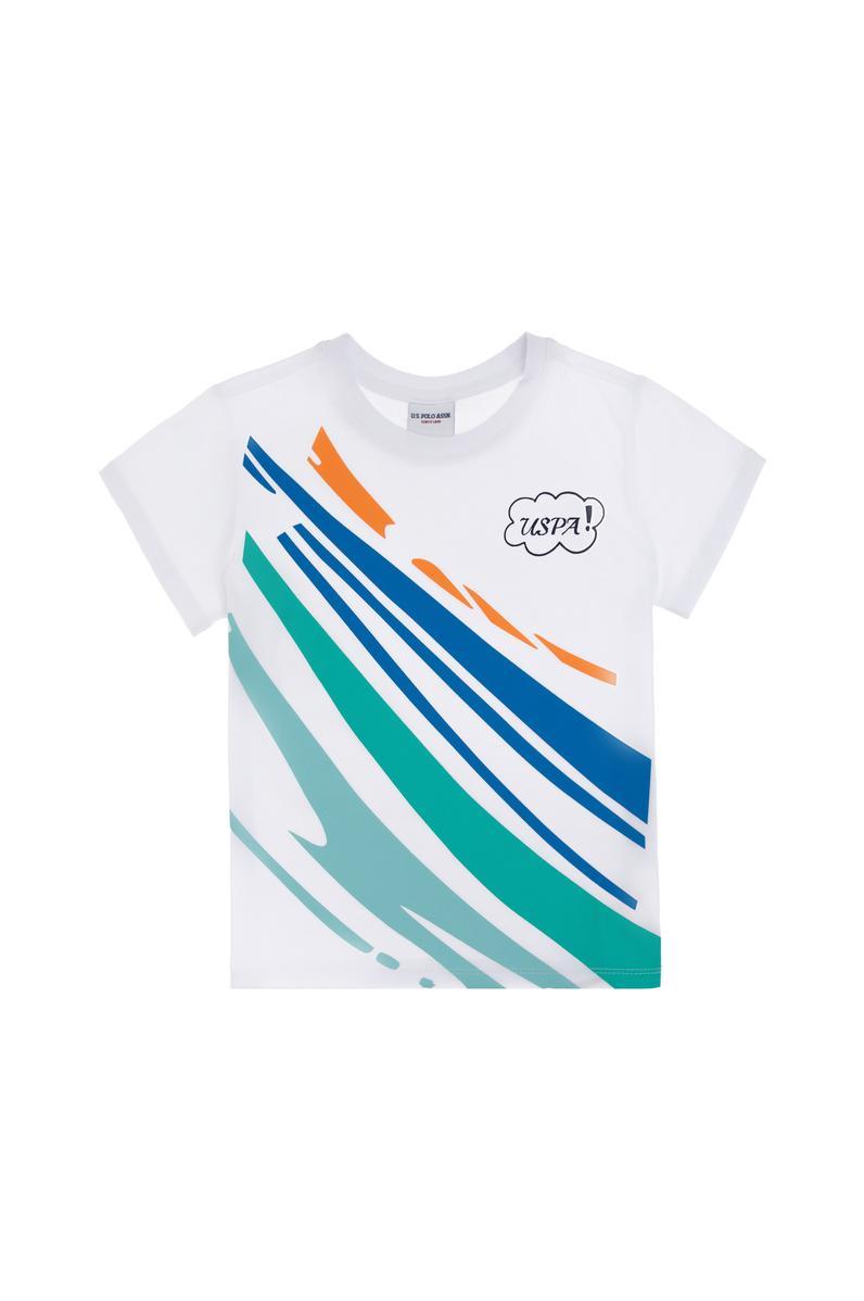 Erkek Çocuk Beyaz Bisiklet Yaka Tişört