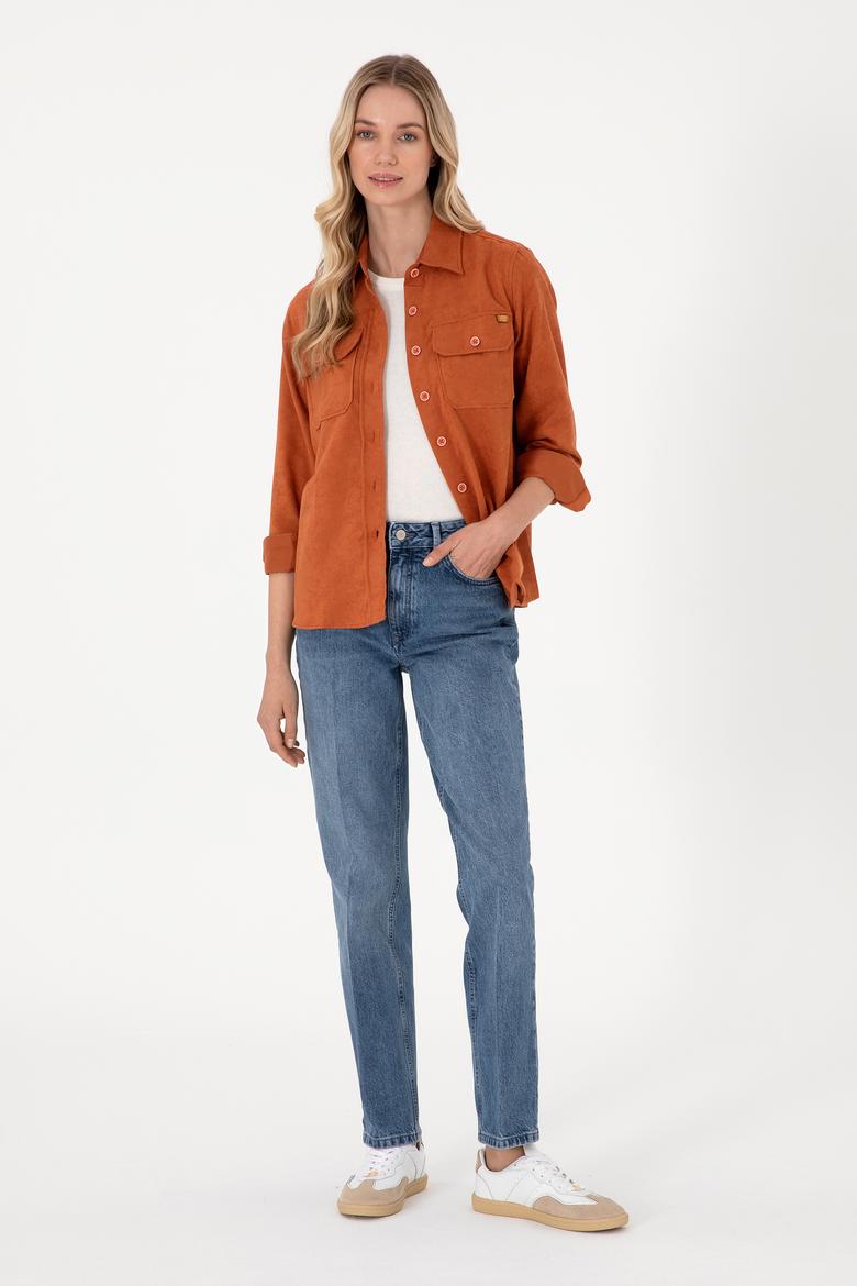 Kadın Kiremit Uzun Kollu Gömlek - 50276560004