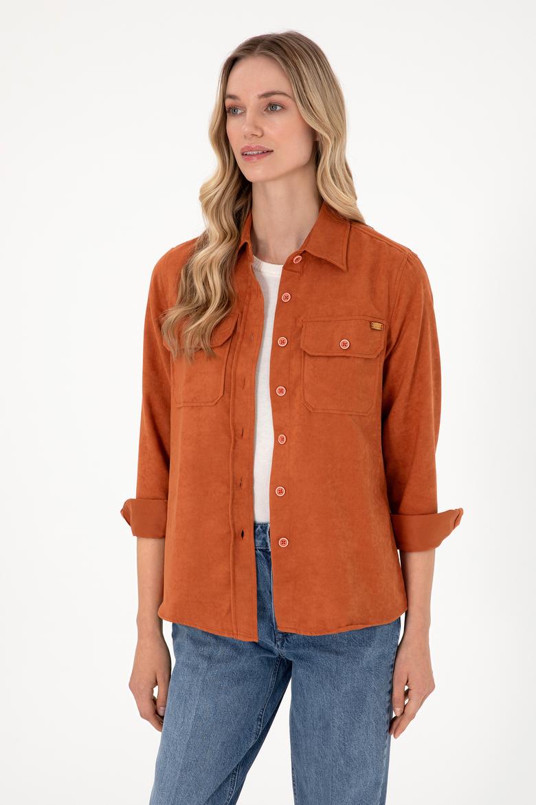 Kadın Kiremit Uzun Kollu Gömlek - 50276560004