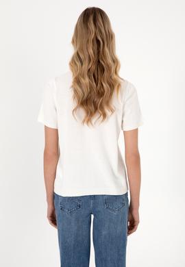 Kadın Beyaz Bisiklet Yaka Triko Tişört - 50306460011