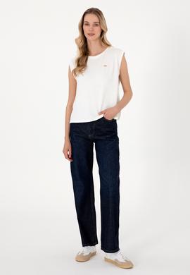 Kadın Ekru Kolsuz Bisiklet Yaka Tişört - 50307288006