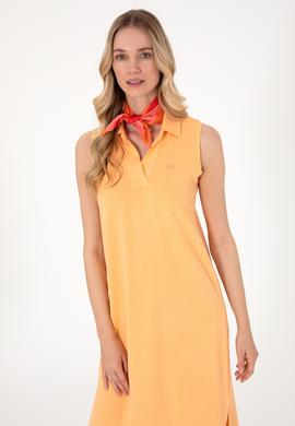 Kadın Turuncu Polo Yaka Midi Boy Örme Elbise - 50300674005