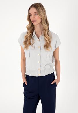 Kadın Taş Modal Karışımlı Kısa Kollu Polo Yaka Sweatshırt - 50300763015