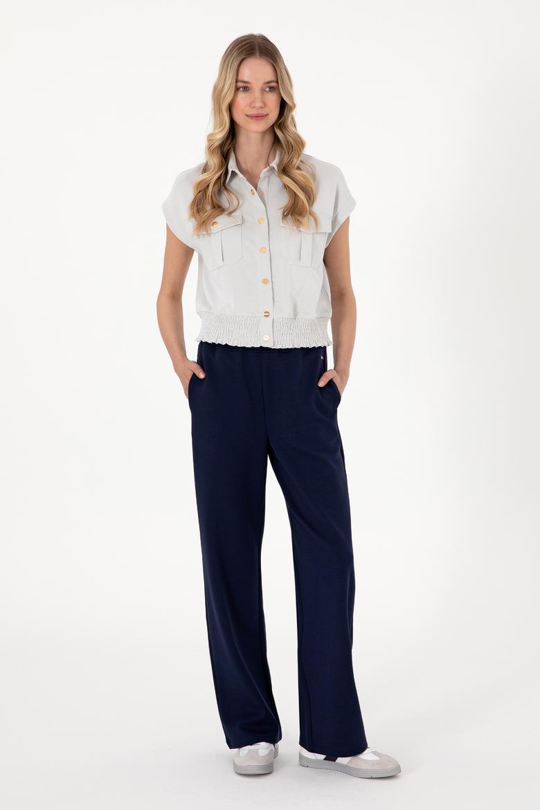 Kadın Taş Modal Karışımlı Kısa Kollu Polo Yaka Sweatshırt - 50300763015