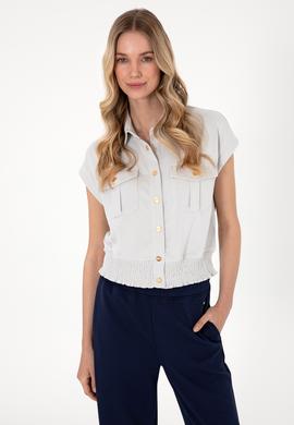 Kadın Taş Modal Karışımlı Kısa Kollu Polo Yaka Sweatshırt - 50300763015