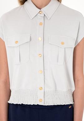 Kadın Taş Modal Karışımlı Kısa Kollu Polo Yaka Sweatshırt - 50300763015