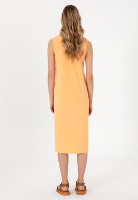 Kadın Turuncu Polo Yaka Midi Boy Örme Elbise - 50300674005