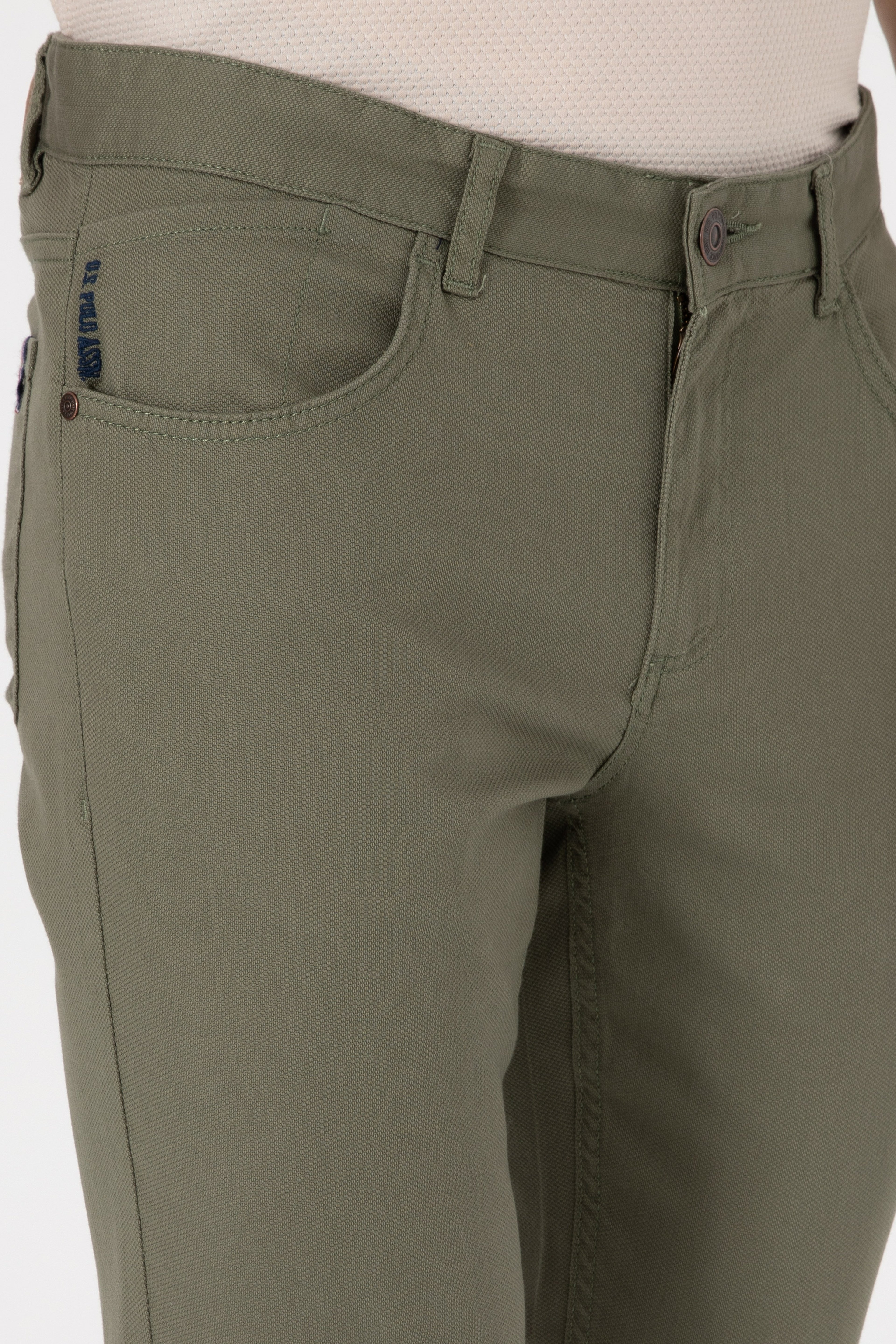 Erkek Koyu Haki Slim Fit Kanvas Pantolon