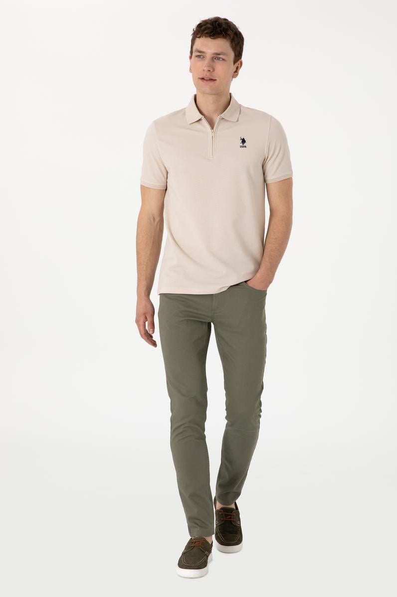 Erkek Koyu Haki Slim Fit Kanvas Pantolon