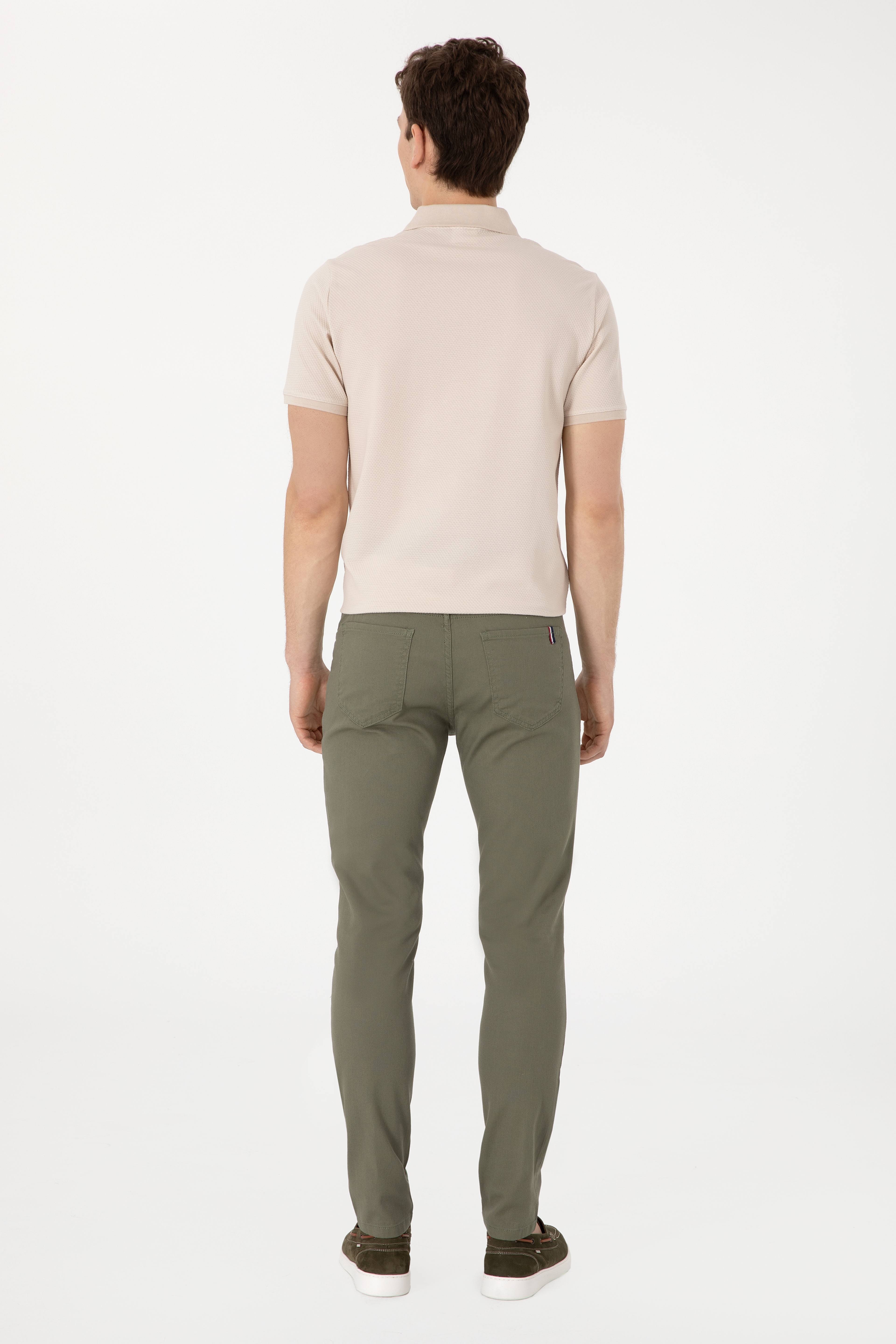 Erkek Koyu Haki Slim Fit Kanvas Pantolon