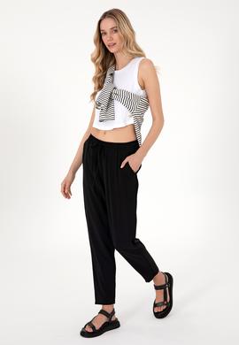 Kadın Siyah Harem Fit Kanvas Pantolon - 50306423009