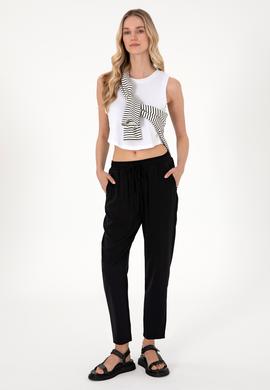 Kadın Siyah Harem Fit Kanvas Pantolon - 50306423009