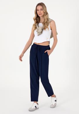 Kadın Lacivert Harem Fit Kanvas Pantolon - 50306423004