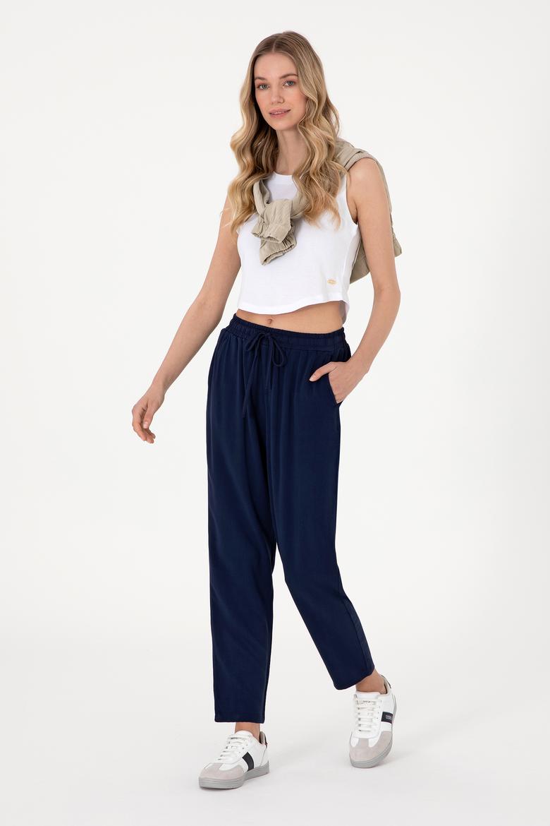 Kadın Lacivert Harem Fit Kanvas Pantolon - 50306423004