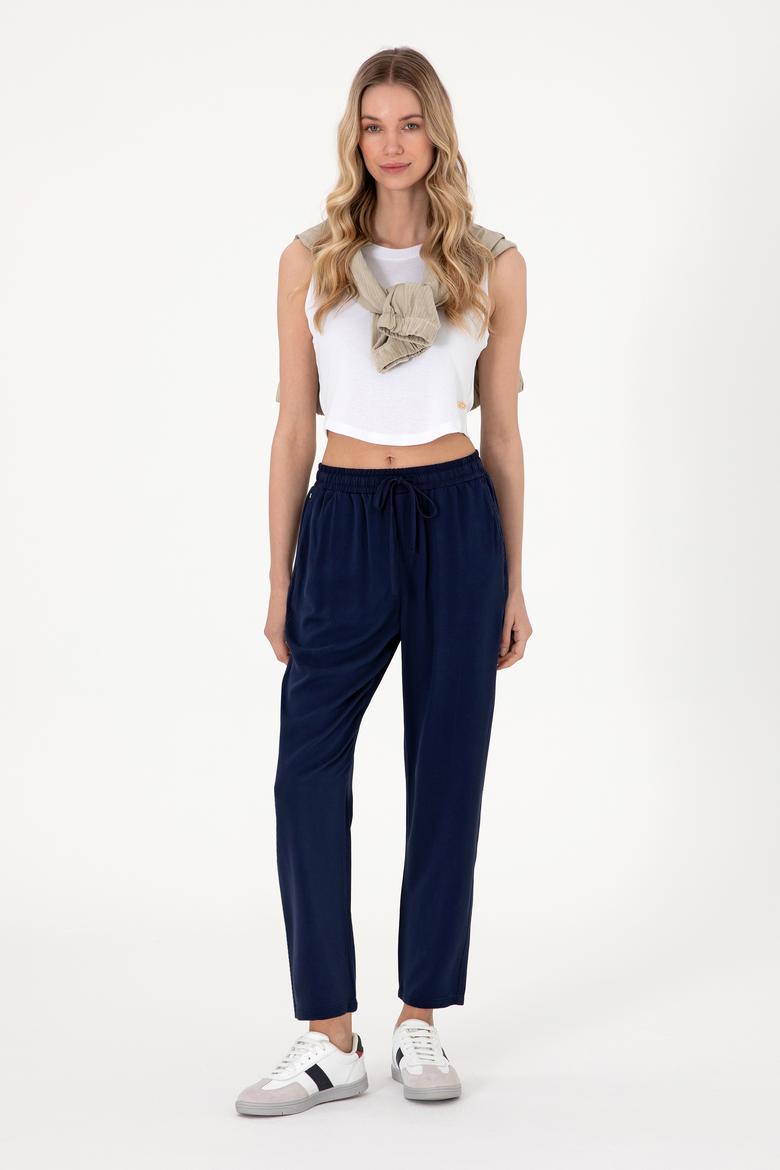 Kadın Lacivert Harem Fit Kanvas Pantolon