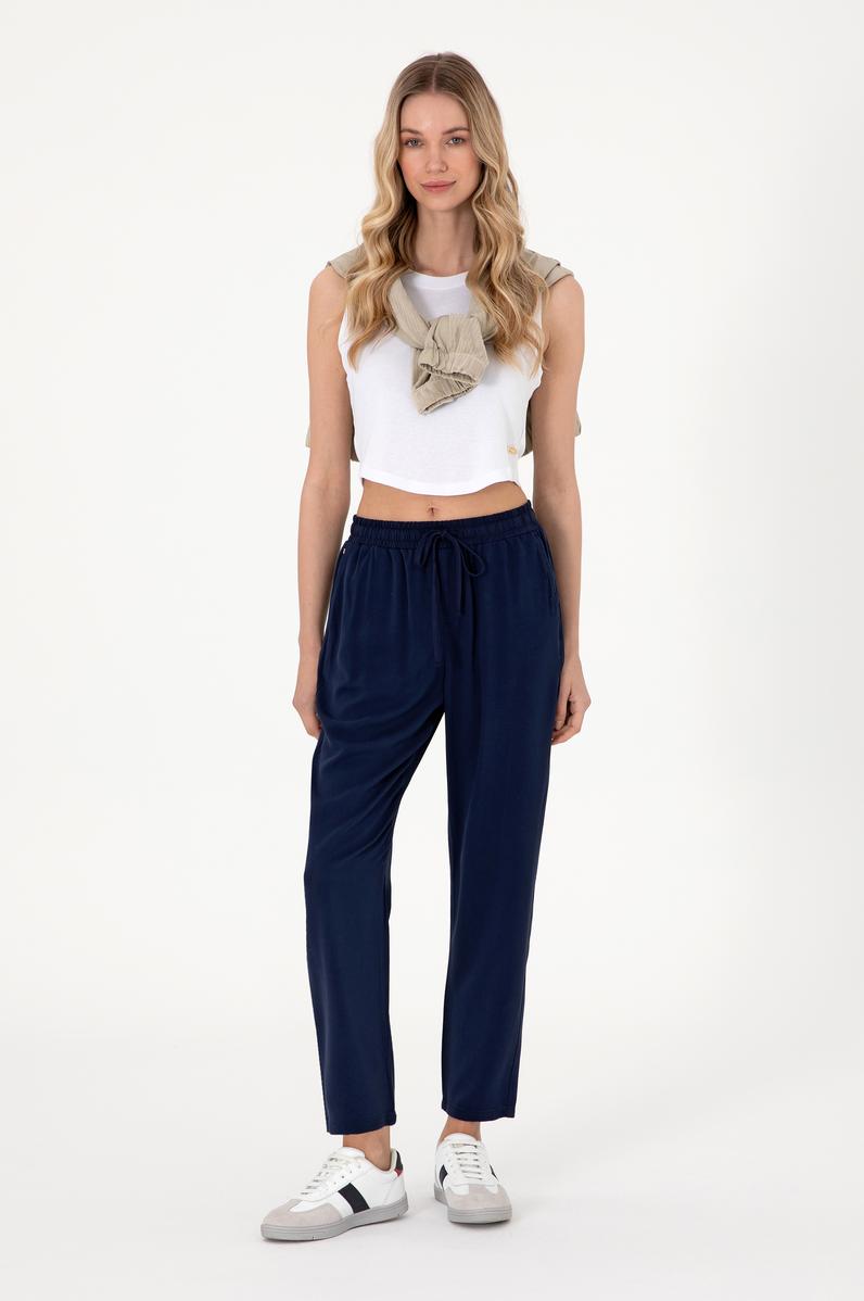Kadın Lacivert Harem Fit Kanvas Pantolon