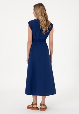 Kadın Lacivert Midi Boy Dokuma Elbise - 50299167019