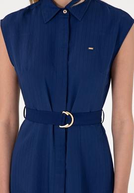 Kadın Lacivert Midi Boy Dokuma Elbise - 50299167019