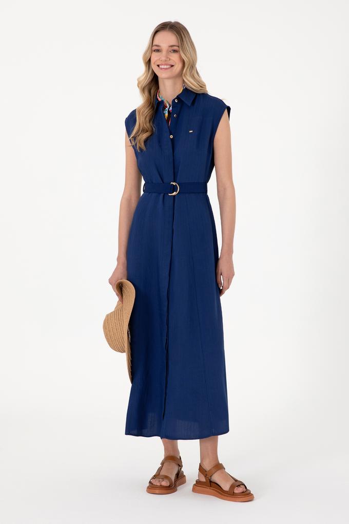 Kadın Lacivert Midi Boy Dokuma Elbise