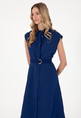 Kadın Lacivert Midi Boy Dokuma Elbise - 50299167019