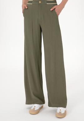 Kadın Koyu Haki Loose Fit Kanvas Pantolon - 50300665020