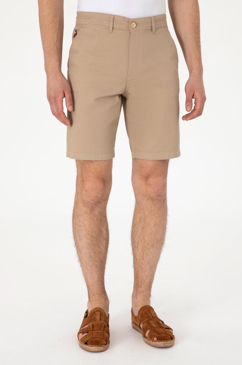 Erkek Açık Haki Dokuma Şort