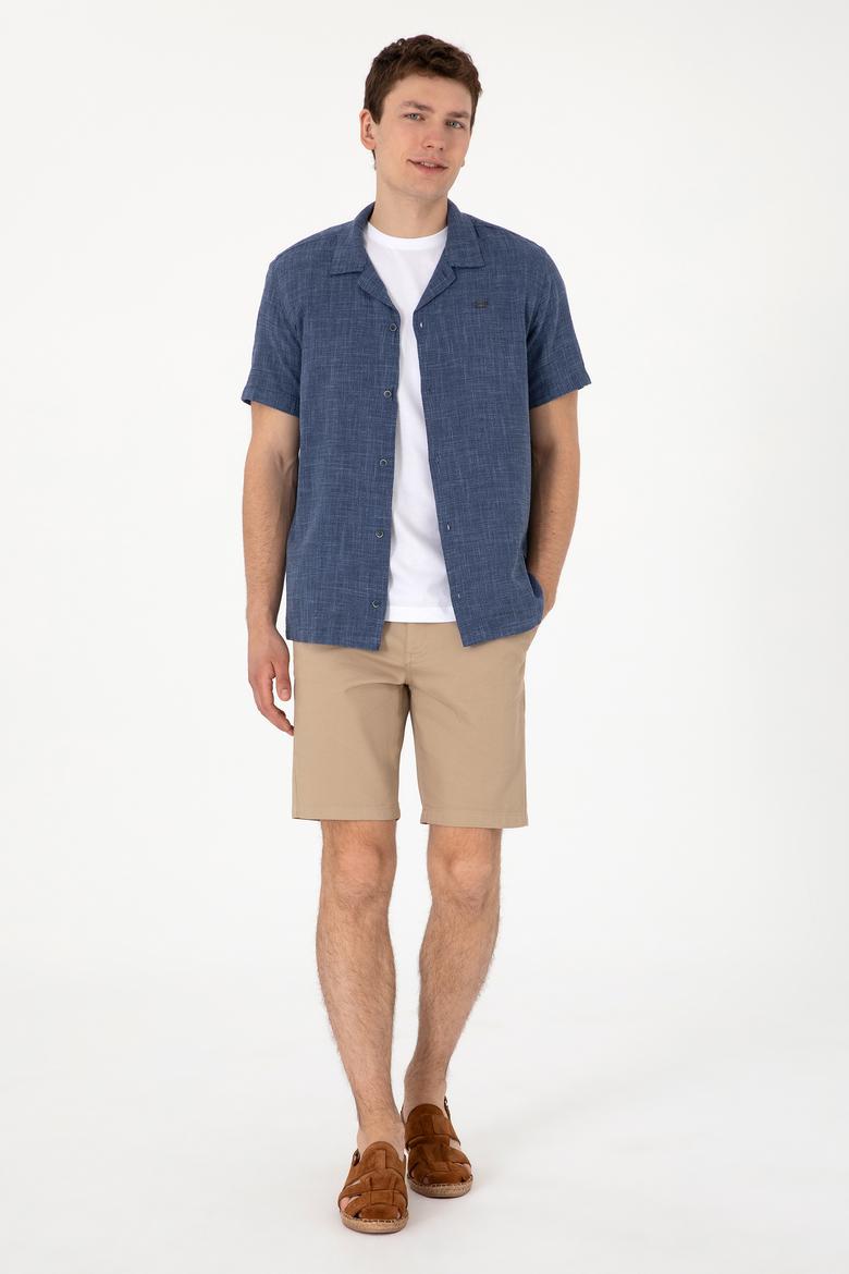 Erkek Açık Haki Dokuma Şort