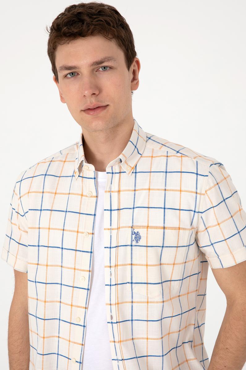 Erkek Hardal Kısa Kollu Gömlek