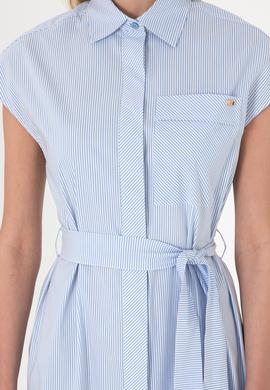 Kadın Mavi Çizgili Midi Boy Dokuma Elbise - 50306594003