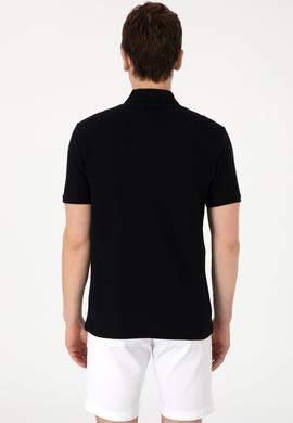Erkek Regular Fit Polo Yaka Siyah Tişört - 50299601006