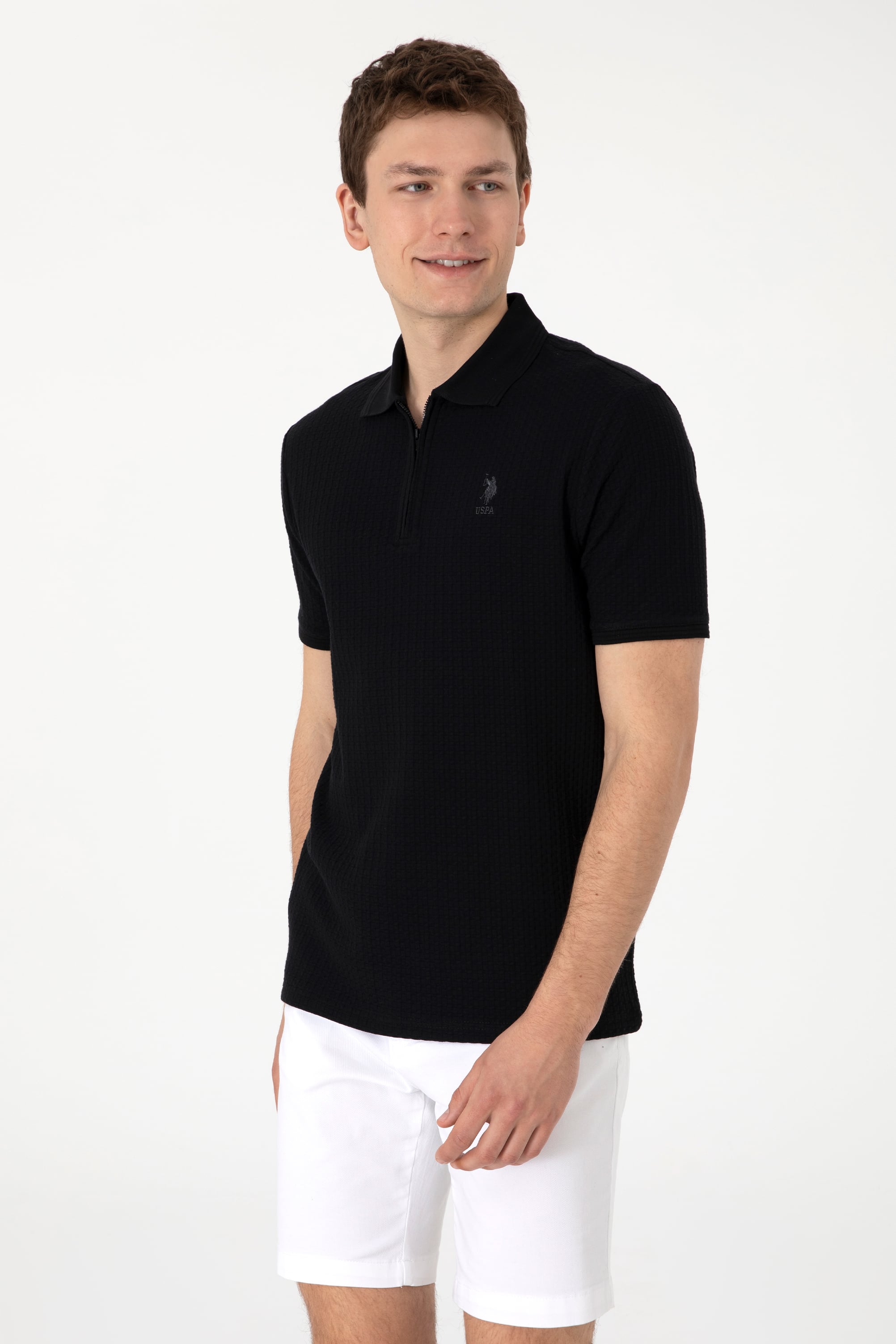 Erkek Regular Fit Polo Yaka Siyah Tişört
