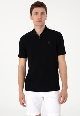 Erkek Regular Fit Polo Yaka Siyah Tişört - 50299601006