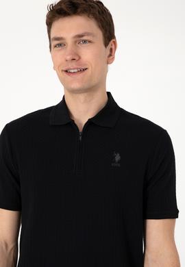 Erkek Regular Fit Polo Yaka Siyah Tişört - 50299601006