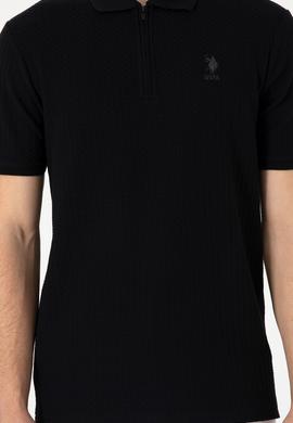 Erkek Regular Fit Polo Yaka Siyah Tişört - 50299601006