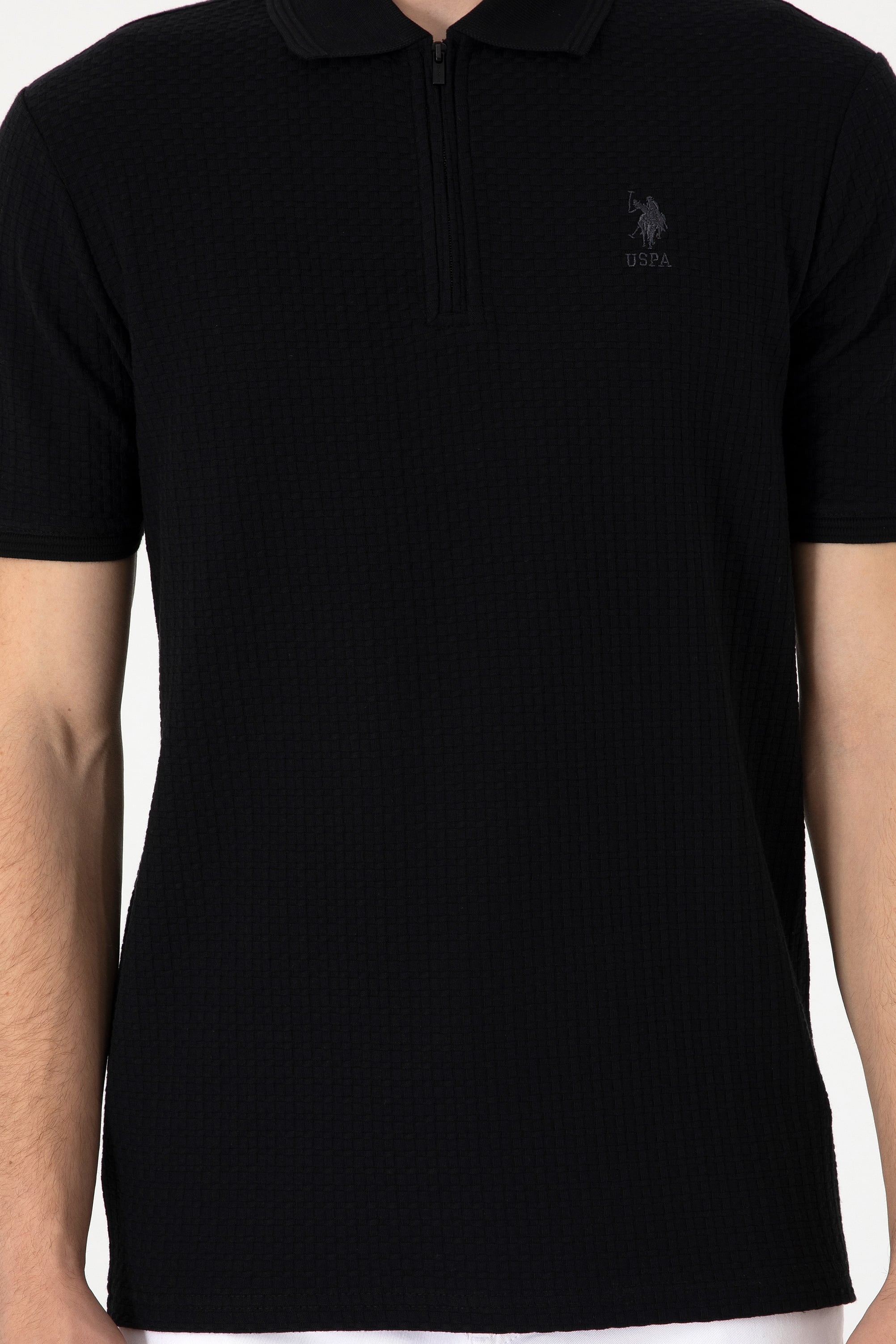 Erkek Regular Fit Polo Yaka Siyah Tişört - Image 6