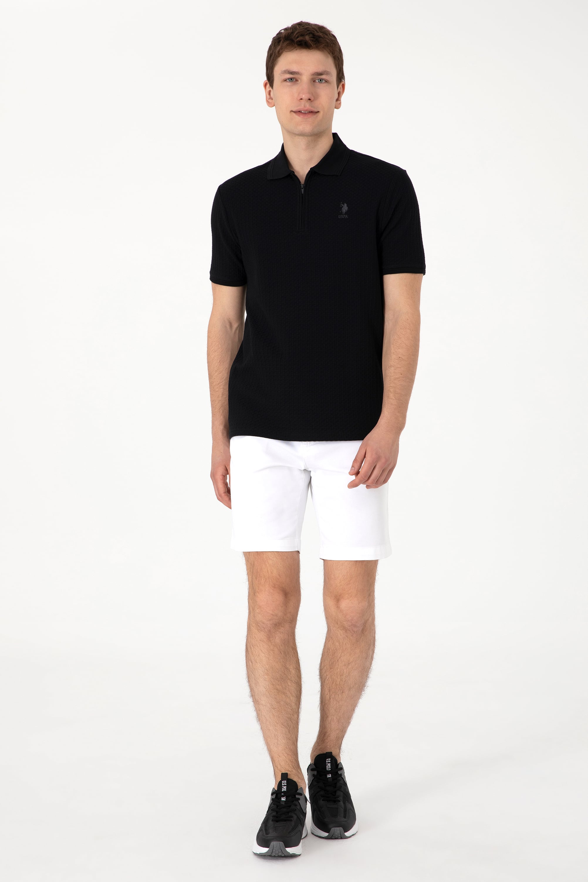 Erkek Regular Fit Polo Yaka Siyah Tişört