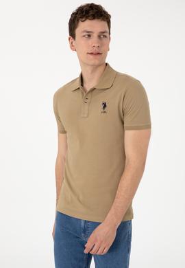 Erkek Slim Fit Polo Yaka Haki Basic Tişört - 50305929268