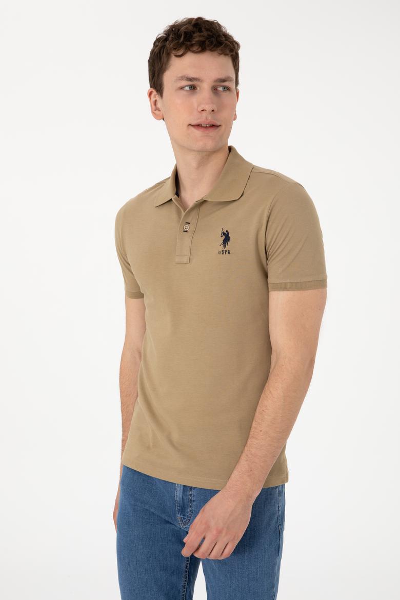 Erkek Slim Fit Polo Yaka Haki Basic Tişört - 50305929268