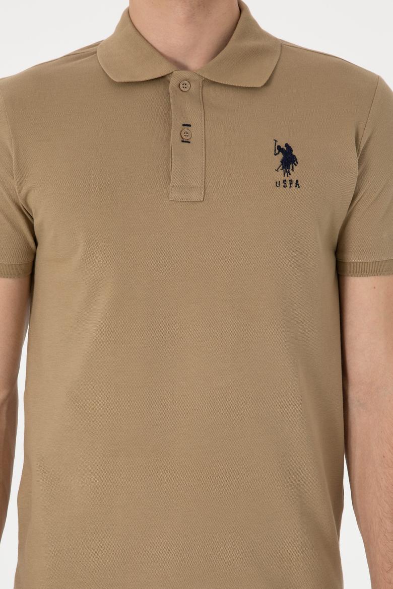 Erkek Slim Fit Polo Yaka Haki Basic Tişört - 50305929268