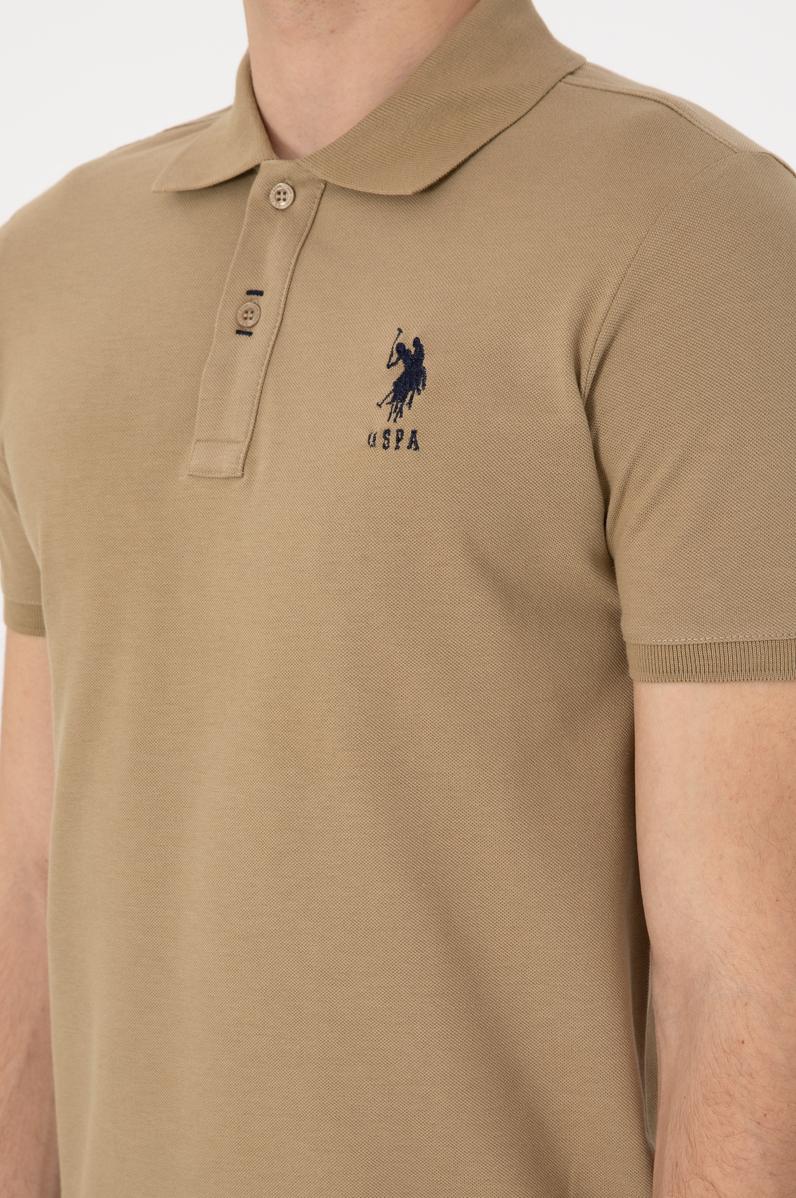 Erkek Slim Fit Polo Yaka Haki Basic Tişört